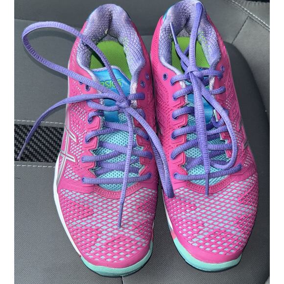 Asics GEL Solution Speed Pink Blue Silver Running Shoes Women's Size 5, E450J - Picture 2 of 6